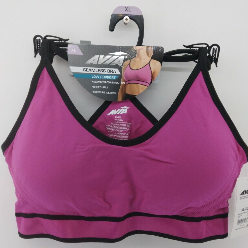Avia Seamless Low Impact Sports Bra Size‎ XL Magenta Pink Black Breathable